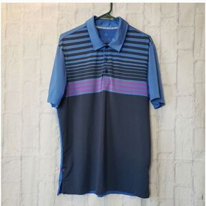 ADIDAS Moisture Wicking Striped Polo Shirt Golf Casual Medium